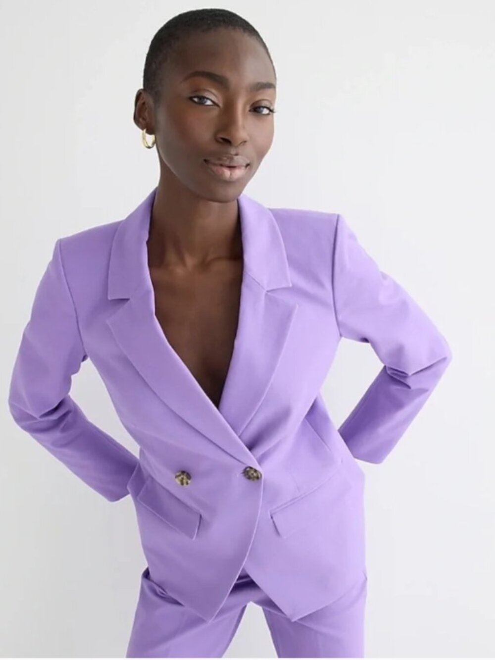 J. Crew Devon blazer in bi-stretch cotton blend‎ in lavender purple 00